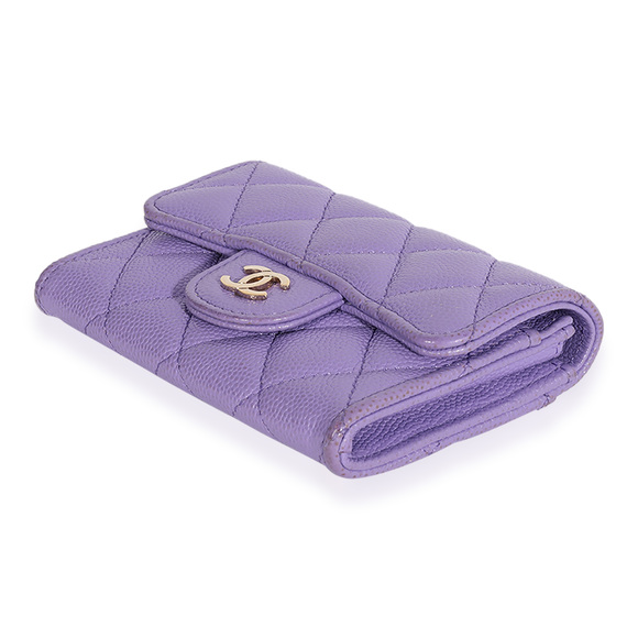 Chanel Purple Quilted Caviar Flap Card Holder Wallet - Picture 6 of 7